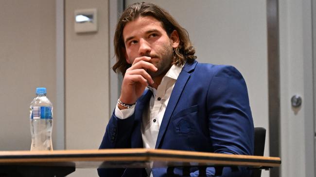 Patrick Carrigan at the NRL Judiciary. Picture: NRL Photos