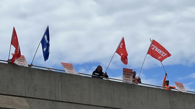 Public servants protest at outside Parliament House demanding a fair pay increase. Picture: Supplied