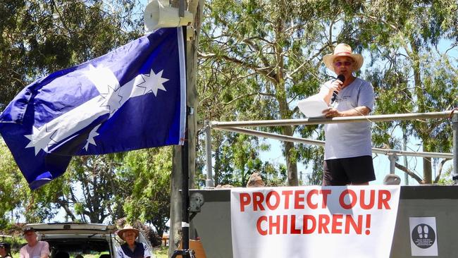 Hans Jakobi at the Rally for Freedom on Saturday.