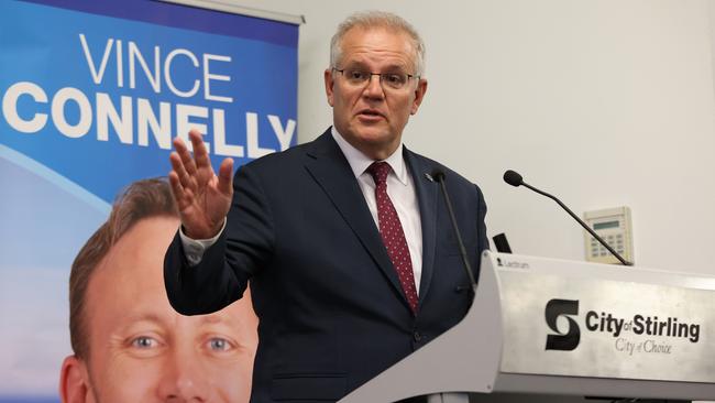 Scott Morrison at an awards ceremony in Perth. Picture: Getty Images