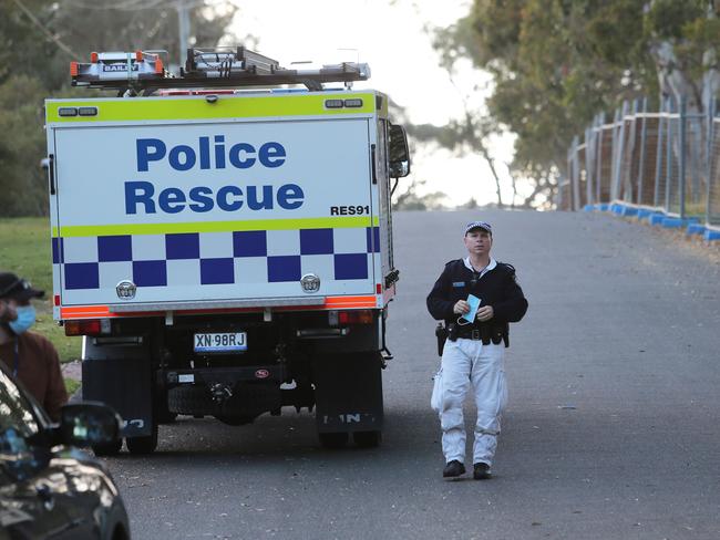 Strike Force Arapaima detectives at the former Camp Kanangra scout camp at Nords Wharf, searching for the remains of Robyn Hickie and Amanda Robinson. Picture by Peter Lorimer