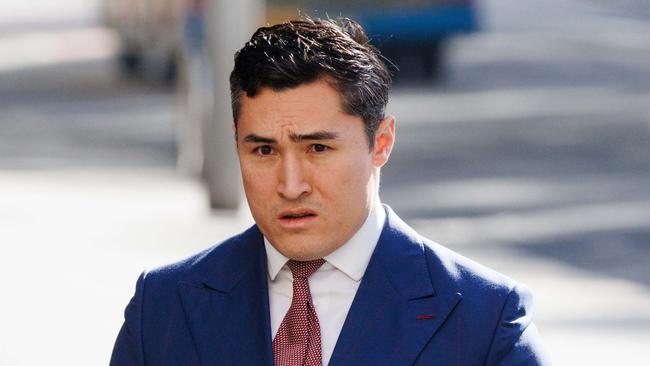 Bryan Wrench, lawyer for Alan Jones, arrives at the Downing Centre courthouse on Tuesday. Picture: NewsWire / Max Mason-Hubers