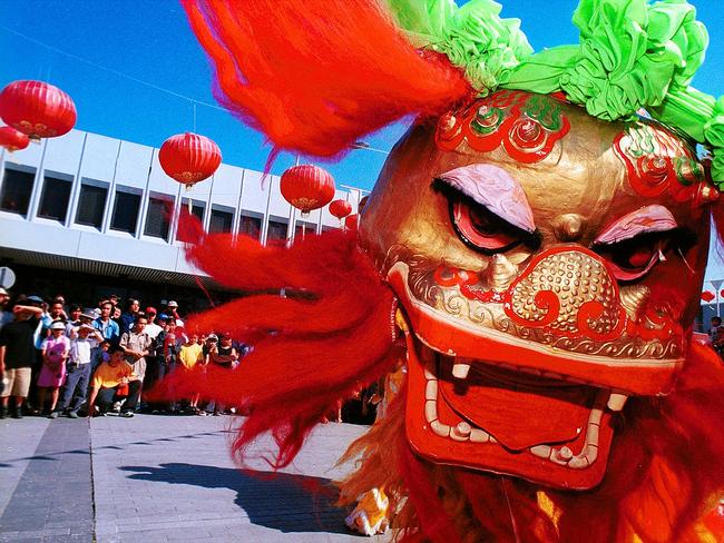 The Australian Chinese Teo-Chew Association performing at the Cabramatta Moon Festival in 2002. Picture: Danny Aarons