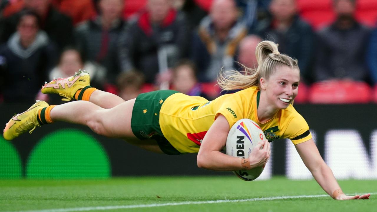 Aiken’s performance for the Jillaroos at last year’s World Cup should have the NRLW on notice. Picture: David Davies/PA Images via Getty Images