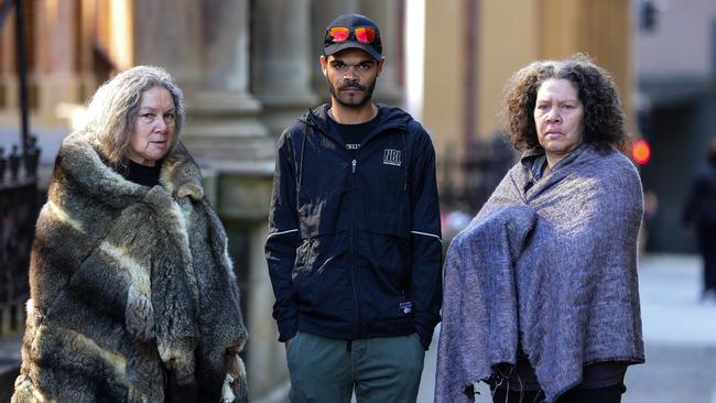 Nadeena Dixon, Paul Silva, Rhonda Dixon outside the Supreme Court today. Picture: Gaye Gerard