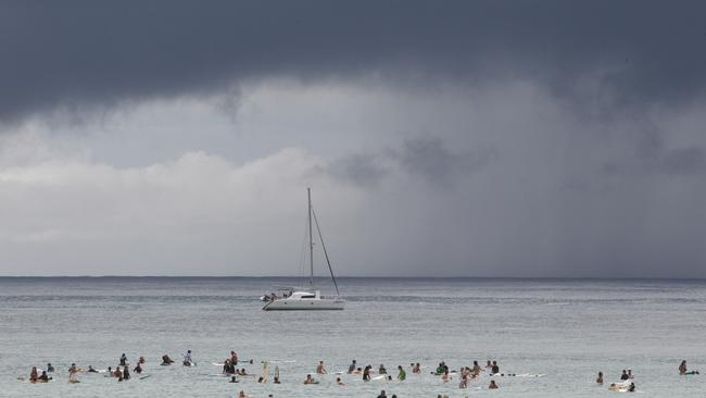 Storms roll in from the sea at Burleigh Heads yesterday. Pic Mike Batterham