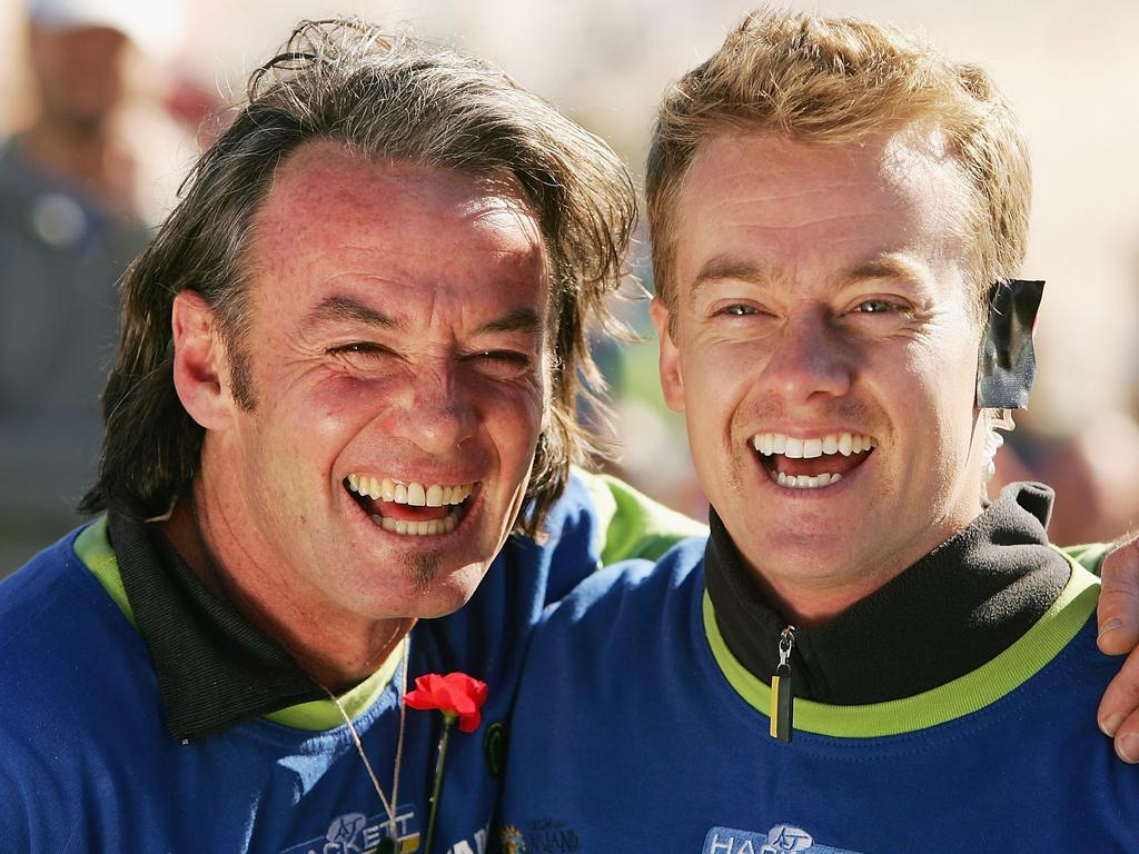 The duo were required to bungee jump out of a helicopter at Bondi Beach back in 2005 for a Sunrise segment. Picture: Adam Pretty/Getty Images