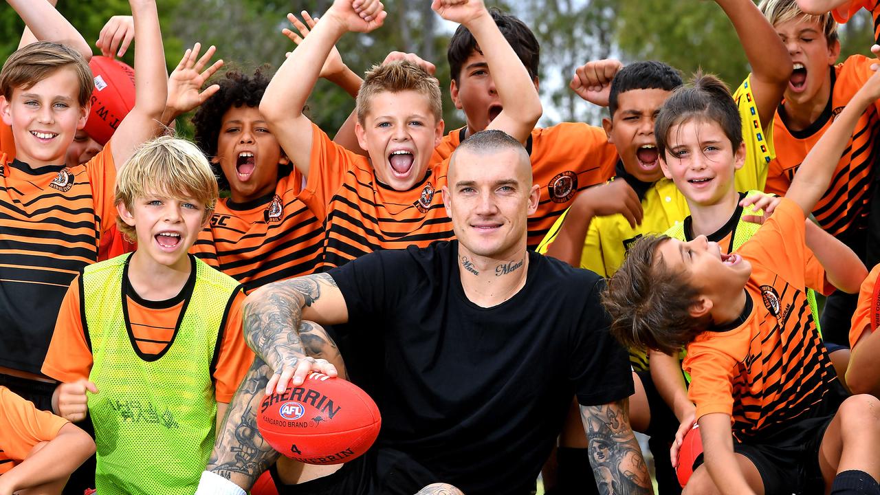 Dustin Martin is visiting Brisbane youth charity Kickin with a Cuz. Picture, John Gass