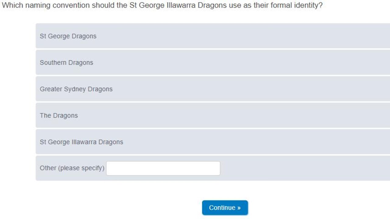 Question asked in a Dragons members survey.