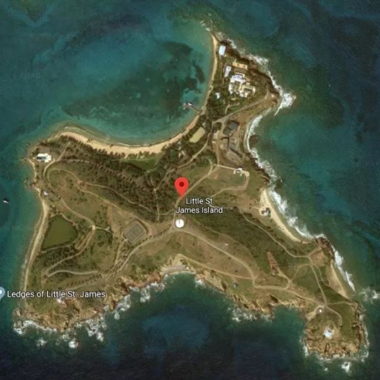 The 32-hectare island of Little Saint James lies between St Thomas and St John, two of the largest islands of the US Virgin Islands in the Caribbean. Picture: Google Maps