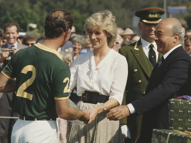 Princess Diana and the then Prince Charles with Mohamed Al Fayed in 1987. Picture: Getty Images