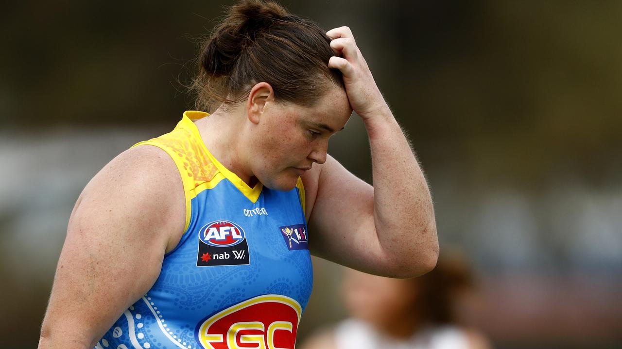 Sarah Perkins called out trolls for body shaming her. (Photo by Dylan Burns/AFL Photos via Getty Images)