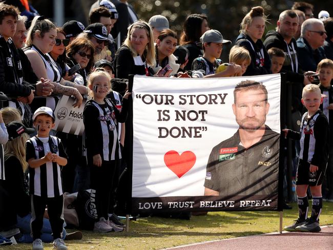 Collingwood fans show their support at an open training session today. Picture: Stuart McEvoy