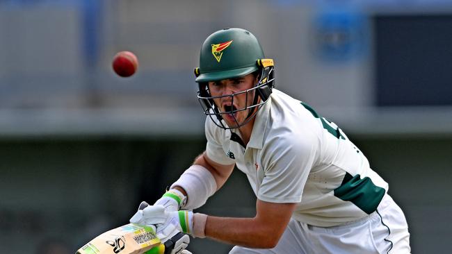 HOBART, AUSTRALIA - DECEMBER 09: Tim Ward of the Tigers bats during the Sheffield Shield match between Tasmania and South Australia at Blundstone Arena, on December 09, 2024, in Hobart, Australia. (Photo by Steve Bell/Getty Images)