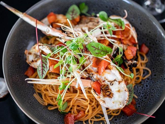 Eiju Fusion Japanese Dining’s spaghetti with grilled scampi &amp; Tom Yum bisque sauce. Picture: Facebook