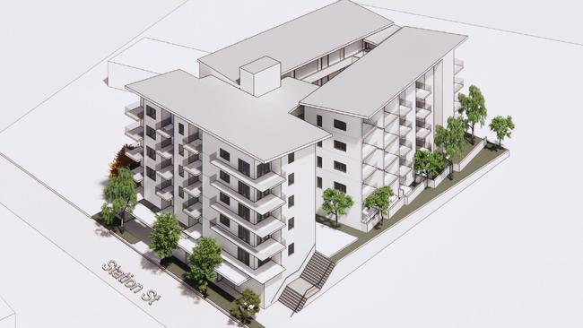 Concept art for a new social and affordable housing project planned for Station Street in the Toowoomba CBD. Designs by Arkefield.