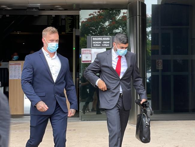 Zachary Samuel Maidment (left) leaving Southport Courthouse on Wednesday, February 23, 2022.