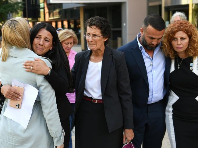 Families of the victims comfort each other outside court after the sentencing. Picture: NCA NewsWire/Jeremy Piper