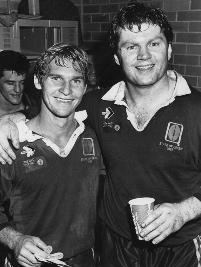 Allan Langer and Vautin together during the 1988 Origin series. Picture: Wayne Jones