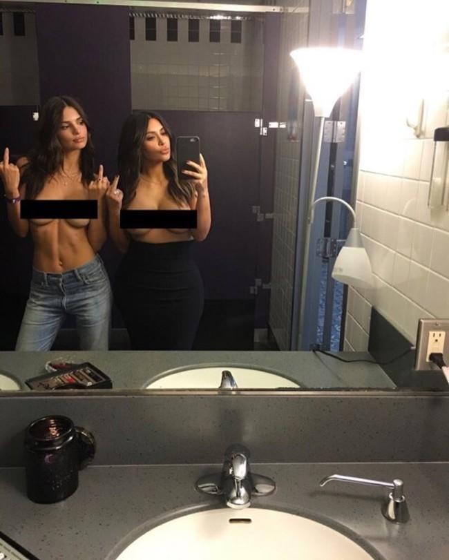 Emily Ratajkowski and Kim Kardashian West post a nude selfie together -  Vogue Australia