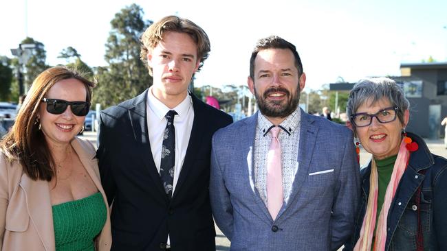 Geelong High graduation at GMHBA Stadium. Nicole Heather, Ethan and Laird Cormack and Jane Andrew. Picture: Mike Dugdale