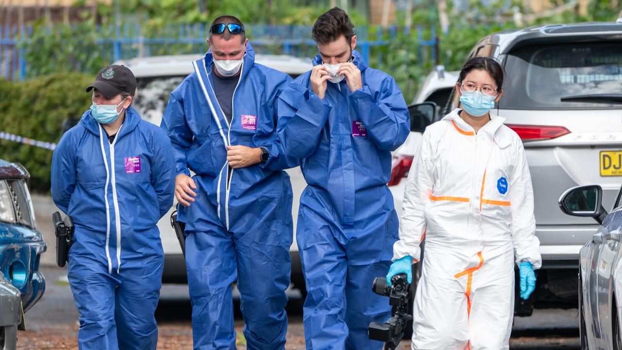 Authorities at the crime scene. Picture: Thomas Lisson