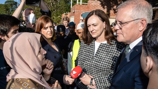 Hijara Taufiq asks Prime Minister Scott Morrison to help her relatives trapped in Afghanistan under Taliban rule. Picture: Jason Edwards