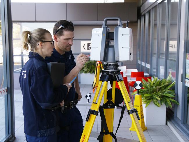 Forensic police create a 3D representation of the Bankstown crime scene.