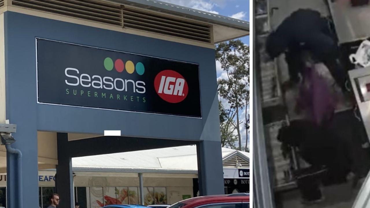 A teenage girl and a young man charged over a break in at at Yandina's Seasons IGA have been linked to several other Sunshine Coast supermarket break ins, including one at Forest Glen (CCTV image pictured).