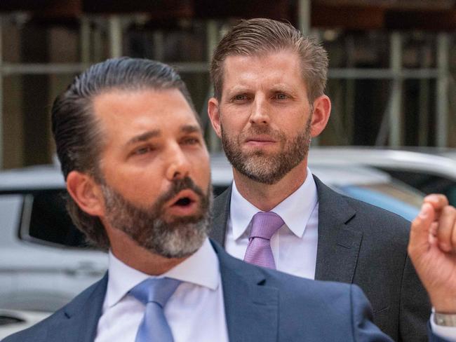 Donald Trump Jr and brother Eric supported their father at court. Picture: AFP