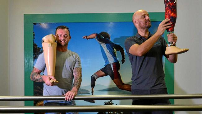 SERIOUS WORK: Aiden O'Sullivan and Dewet Heyns have created a custom-made prosthetics business in Nambour called Dynamic Prosthetics and Orthotics. Picture: John McCutcheon