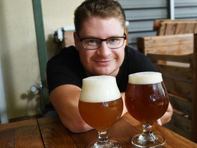 Ryan Lucas brews his own home style beer. He has a lot of equipment and his passion has taken control of his back deck.