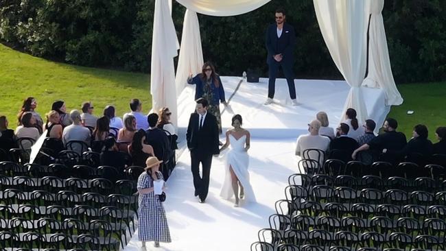 These pics show the couple doing a full wedding ceremony rehearsal before the majority of their guests arrived. Picture: BACKGRID