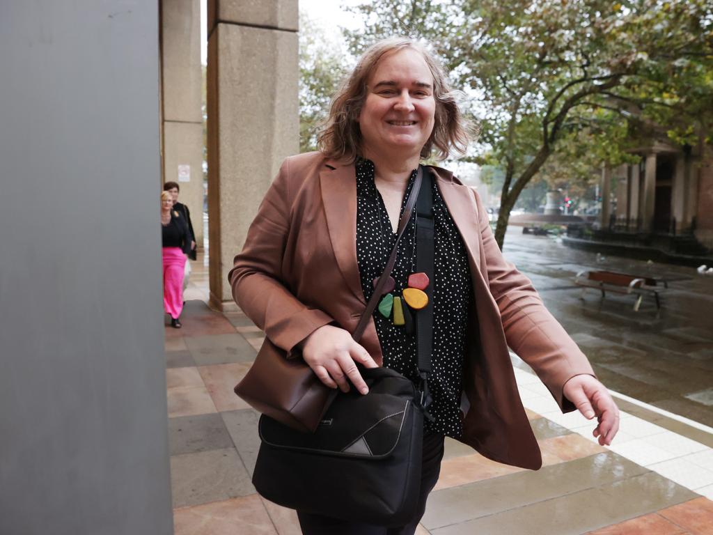 Transgender woman Roxanne Tickle leaving court in the Giggle vs. Tickle hearing. Picture: Jane Dempster