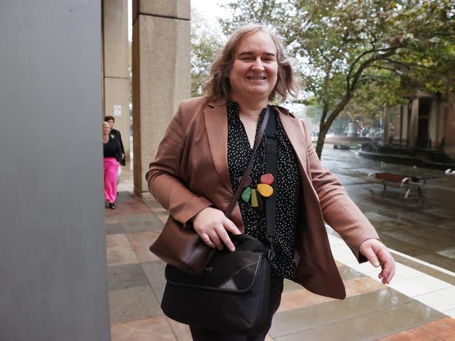Transgender woman Roxanne Tickle leaving court in the Giggle vs. Tickle hearing. Picture: Jane Dempster