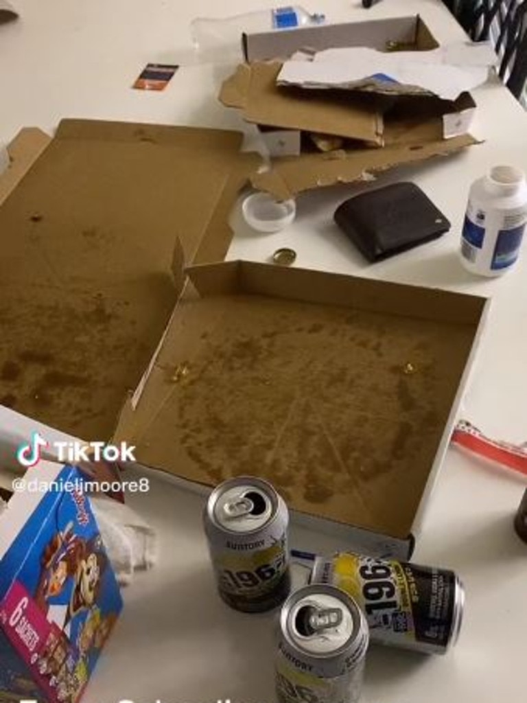 Rubbish can be seen strewn around the room. Picture: danieljmoore8/TikTok