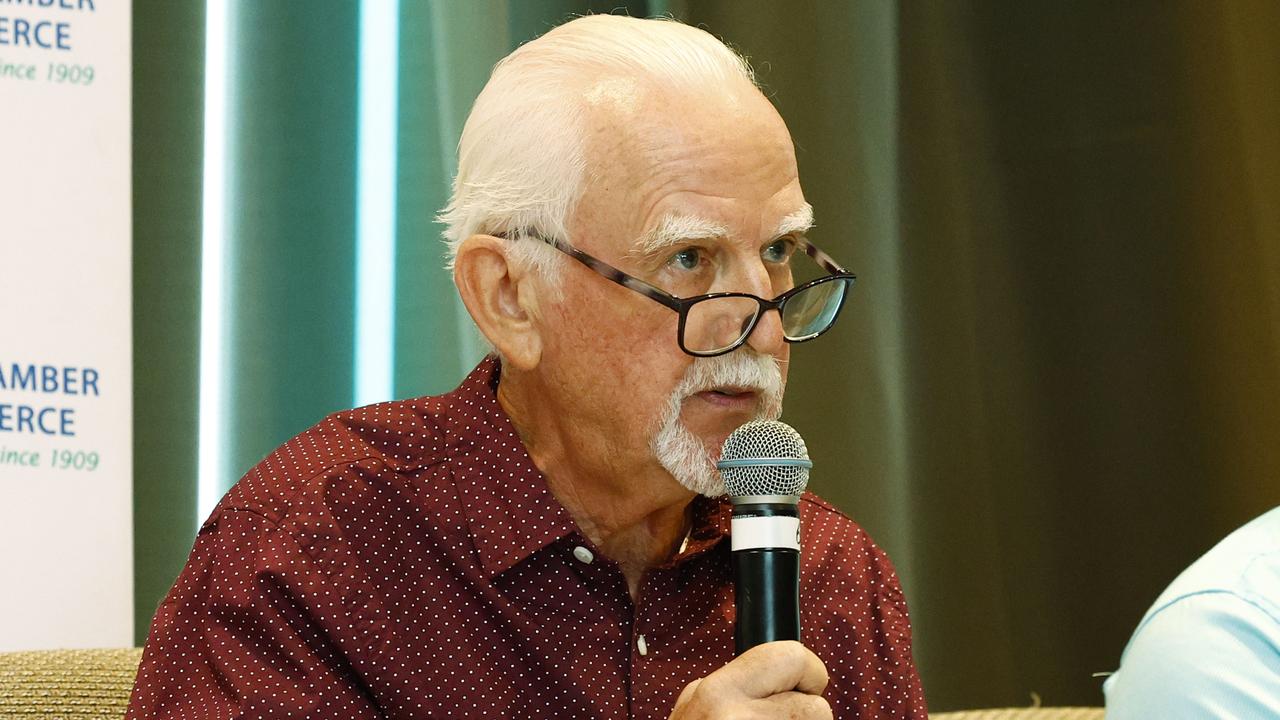 Community First’s Denis Walls speaks at the Cairns Chamber of Commerce's mayoral election debate lunch, held at the Pullman Reef Hotel Casino. Picture: Brendan Radke