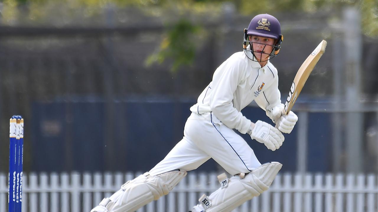 TSS batsman Joe Sippel GPS First XI cricket between Churchie and The Southport School. Saturday February 25, 2022. Picture, John Gass