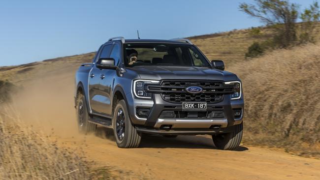 Volkswagen Amarok Pan Americana, Ford Ranger Wildtrak, Toyota HiLux Togue. Picture: Mark Bean
