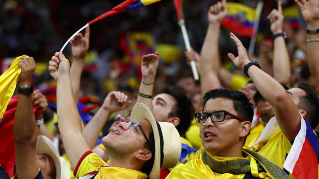 Ecuador fans cheer in the stands during the opening match. Picture: Francois Nel/Getty Images