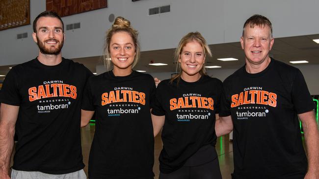 Sean Macdonald, Catherine MacGregor, Ruby Porter and Matt Flinn as the Darwin Salties head interstate to face Mackay and Rockhampton. Picture: Pema Tamang Pakhrin