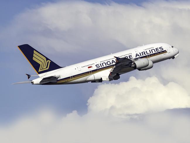 Sydney, Australia - October 8, 2013: Singapore Airlines Airbus A380 (registration 9V-SKB) departing Sydney airport.