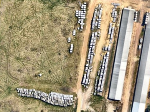 That’s a lot of concrete. Satellite image showing the existing storage of hundreds of cement pipes next to chicken sheds on the property. Picture: supplied
