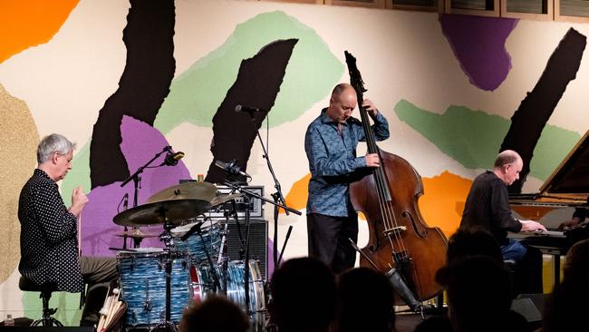 The Necks in concert at the Utzon Room, Sydney Opera House. From left, Tony Buck, Lloyd Swanton and Chris Abrahams. Picture: Clare Hawley