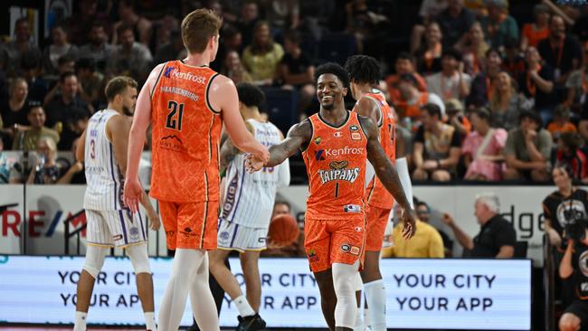 Patrick Miller reacts during the win against the Kings at Cairns Convention Centre. (Photo by Emily Barker/Getty Images)