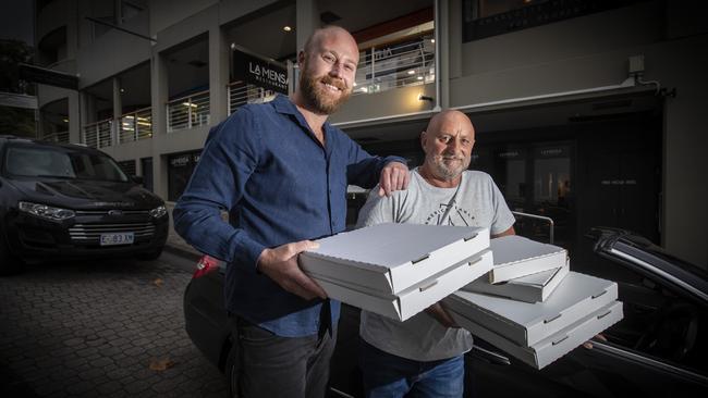 La Mensa Italian restaurant owner Luke Richmond's landlord Tony Kent is the best landlord ever, working as a delivery driver for the restaurant during COVID-19. Picture: LUKE BOWDEN