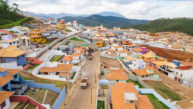 The village of Bento Rodrigues in Brazil in 2023, showing the reconstruction work on a town that was devastated in 2015 as the result of the failure of a tailings dam owned by Samarco, a joint venture between BHP and Vale. Pic supplied by BHP, January 2024.