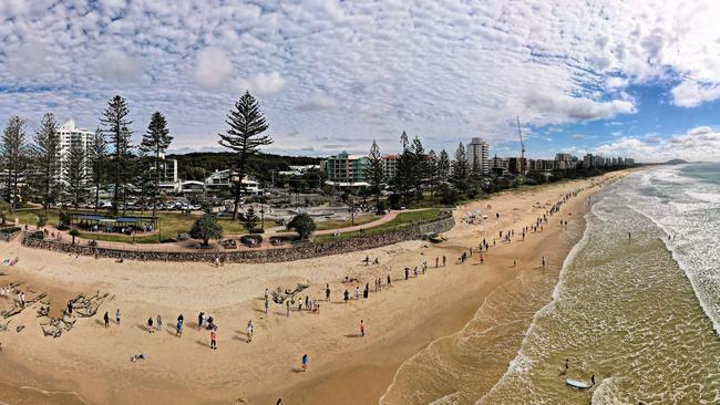 Hundreds of residents gathered at Alexandra Headland Beach in 2020 to protest the proposed cycleway. Picture: John Anderson