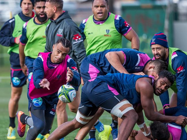 Will Genia trains with the Melbourne Rebels, where he has spent the past two seasons. Picture: Jake Nowakowski