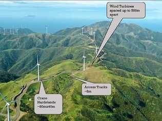 An example of the wind farm layout for the proposed Clarke Creek project. Picture: Lacour